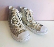 CONVERSE ALL STAR 4 - 37 Gold Glitter Print + Cream Laced Sneaker Boots