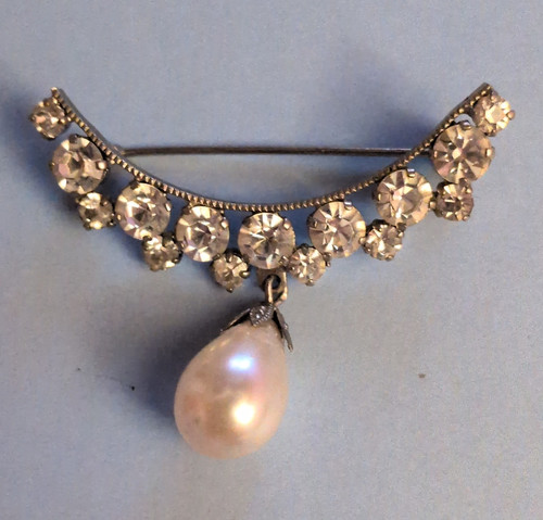 Vintage rhinestone crescent