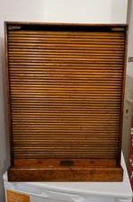 Tambour Fronted Roll Top Cabinet with Pigeon Holes - Collection only
