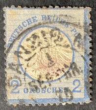 Germany 1872  2 G blue Eagle type stamp with Danzig cancel