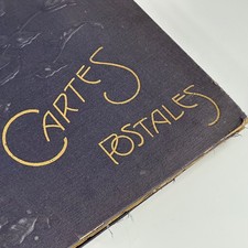 Antique French Large Embossed Navy Carte Postales Empty Postcard Album,114 Pages