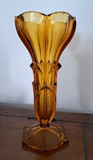 Vintage amber colour vase - amber,