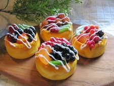 FAKE ARTIFICIAL STICKY  FRUIT BUNS  PATISSERIE PASTRIES CAKE SHOP DISPLAY, PROP