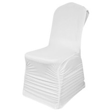 White Chair Covers for Wedding Ruffled Stretch Spandex Banquet Party Decor 1-100