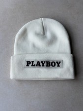 Playboy White/Cream Beanie Hat - Unisex, One Size, Brand New