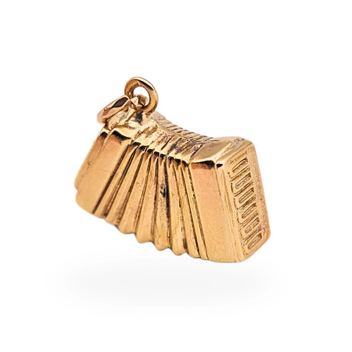 Small gold accordion charm - small,