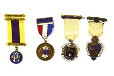 2 Hallmark Silver and 2 Other Mixed Masonic Medals Jewels, RMI Girls, IFO, etc