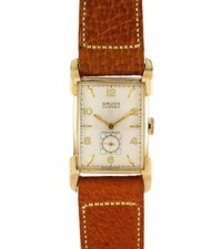 MINT 1948 GRUEN CURVEX Mens Tank Watch 10k Gold Filled 22mm Case 370-607 1940's