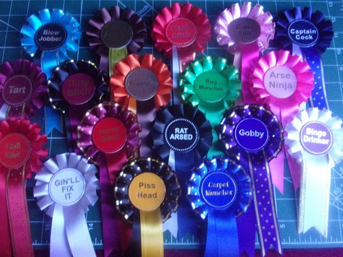 Comedy rude range rosette - rosette, /pin