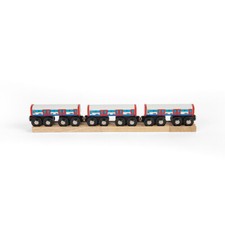 Bigjigs Rail 3 Underground Train Carriages, Wooden Train Set Accessories