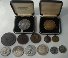 Collection 13 Cricket Medals, Some Bronze, Some Cased, nice grades