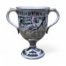 Staffordshire silver lustre Pea Hen loving cup, c. 1830.