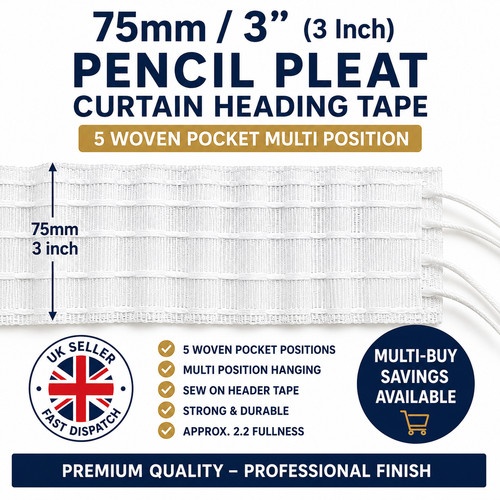 75mm inch pencil pleat - 75mm,