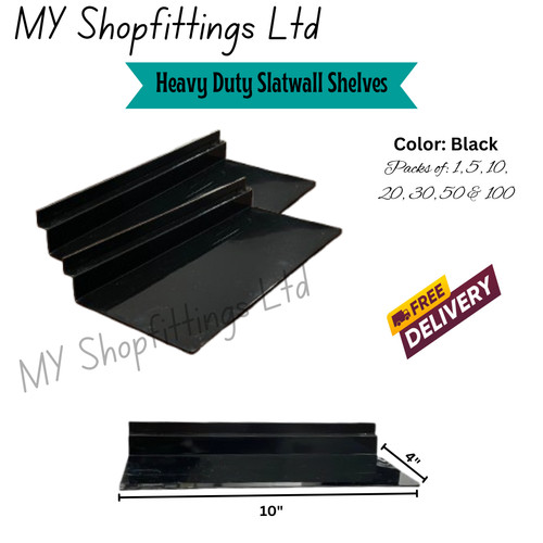 Black acrylic slatwall shelves - acrylic,