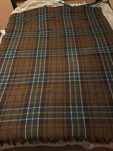 Antique plaid wool blanket - antique,
