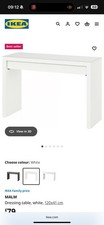 Dressing table with glass top, White, IKEA