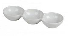 Set of 3 White Ceramic Snack