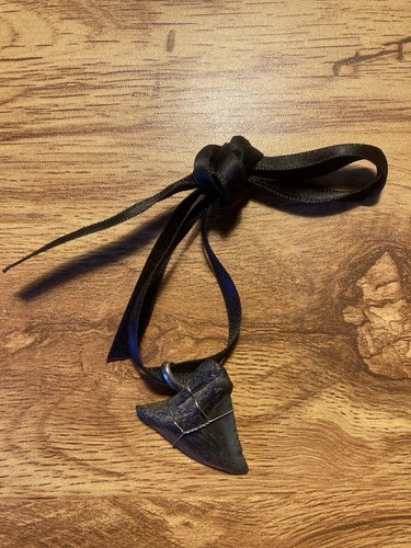 Fossilised shark tooth pendant - shark,