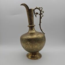 Vintage Indian Brass Ewer With Engraved Highly Decorative 11.5-inch High 