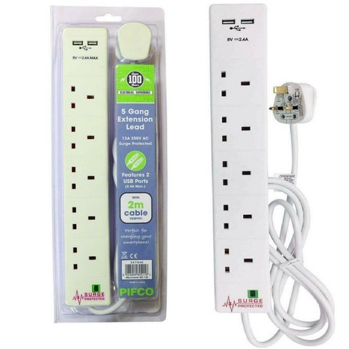 Pifco gang extension lead - 5, 2m