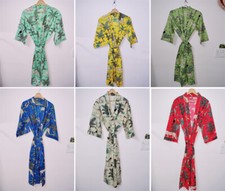 Cotton Long Kimono Jungle Printed Women's Indian Nightwear Robe Gown Dress Maxi