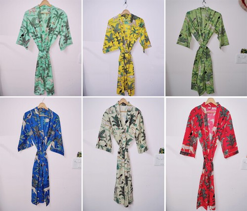 Cotton long kimono - kimono, jungle