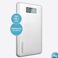 Energizer Portable Power Bank Charger Power Pack 20000mAh UE20000 - White