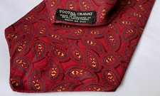 VINTAGE 1950S TOOTAL BURGUNDY  PAISLEY CRAVAT/ASCOT SCARF/MOD/60S/IVY LEAGUE 