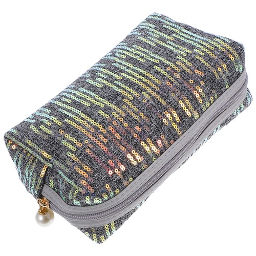 Portable grey makeup bag with - makeup,