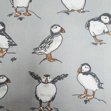 Children's Armchair & Footstool in Grey Puffins Fabric for Ruby-Jane