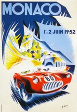 AV40 Vintage 1952 Monaco Grand Prix Motor Racing Poster Print A1/A2/A3