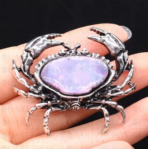 Crab pin badge abalone shell - crab,