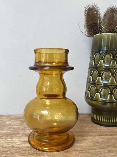 Mcm amber glass vase - amber,