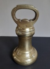 ANTIQUE 4LB BRASS BUTCHERS BELL SCALE  WEIGHT 1920s GEORGE V VERIFICATION MARKS