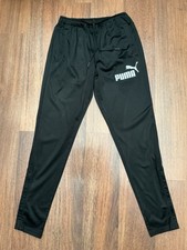 Men's Puma Sports Bottoms Black 100% Polyester Track Pants Zipped Leg Size S