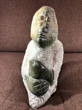 Inuit Eskimo ? Large Heavy Soap Stone Carving Sculpture Unusual Unique 11”