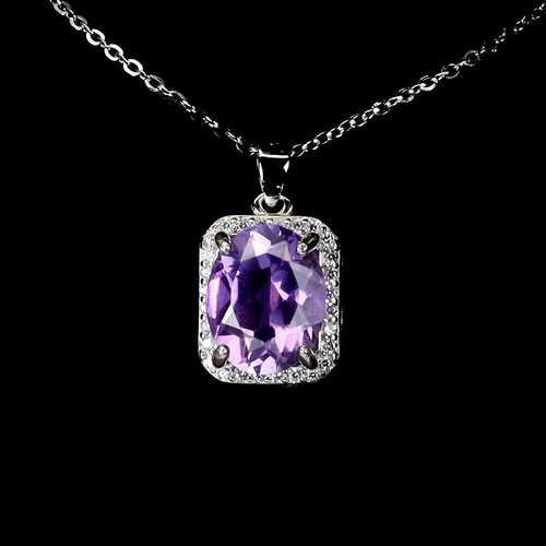 Silver pendant amethyst - ,