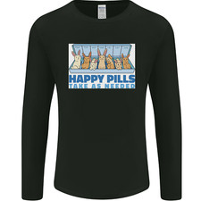 Bunny Rabbit Happy Pills Antidepressant Mens Long Sleeve T-Shirt