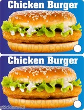 Chicken Burger stickers  set of 2  catering trailer takeaway cafe BBQ fish shop
