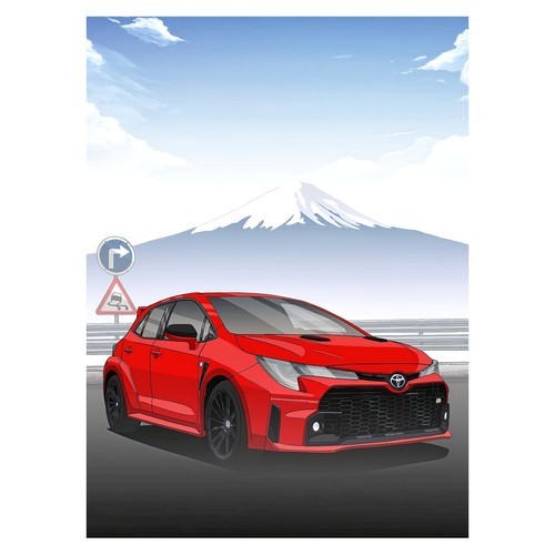 Red sports car - sports, anime