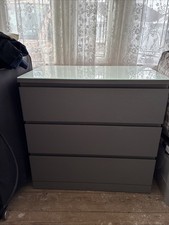 IKEA Malm 3-Drawer Grey Wood