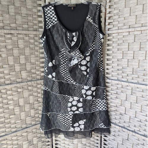 Sleeveless black white shift - black,