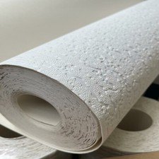 Anaglypta Thick Textured White Paintable Vinyl Durable Heavy Duty Wallpaper