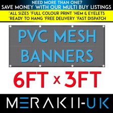 6ft x 3ft MESH PVC PERSONALISED Banner Outdoor Vinyl Advertising Sign NEW