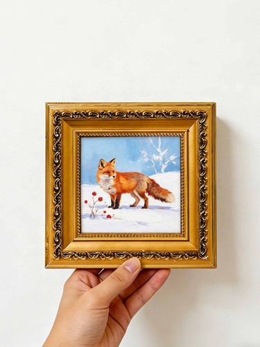 Snowy red fox berries - snowy,