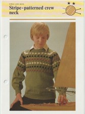 Child's Knitting Pattern (all sizes) Stripe-Patterned Crew Neck Ex Condition