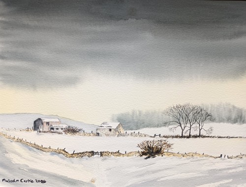 Original watercolour art farm