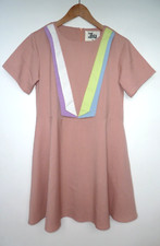 THE WHITE PEPPER DESIGNER pastel pink colour block dress with pockets Size 12