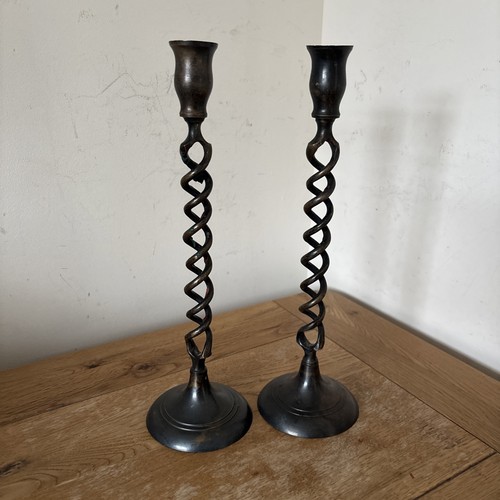 Pair tall antique brass - pair, of