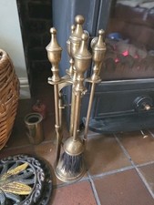 Vintage 4 Piece Brass Fireside Companion Set Solid Brass.